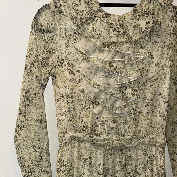 GIAMBATTISTA VALLI silk ruffled leaf print low high dress - Picture 2 of 7